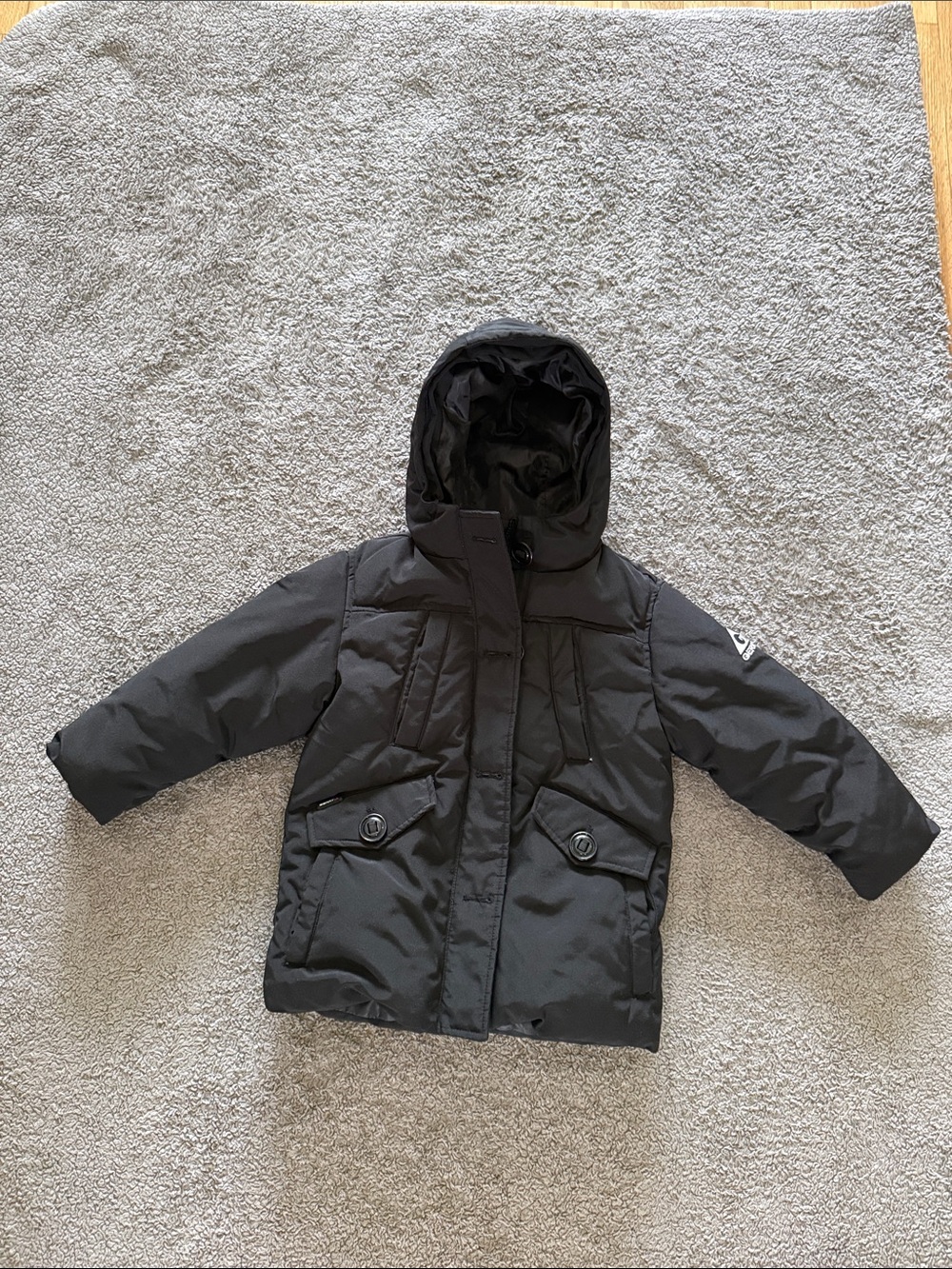 Kids Black Hooded Puffer Jacket - Warm Winter Coat